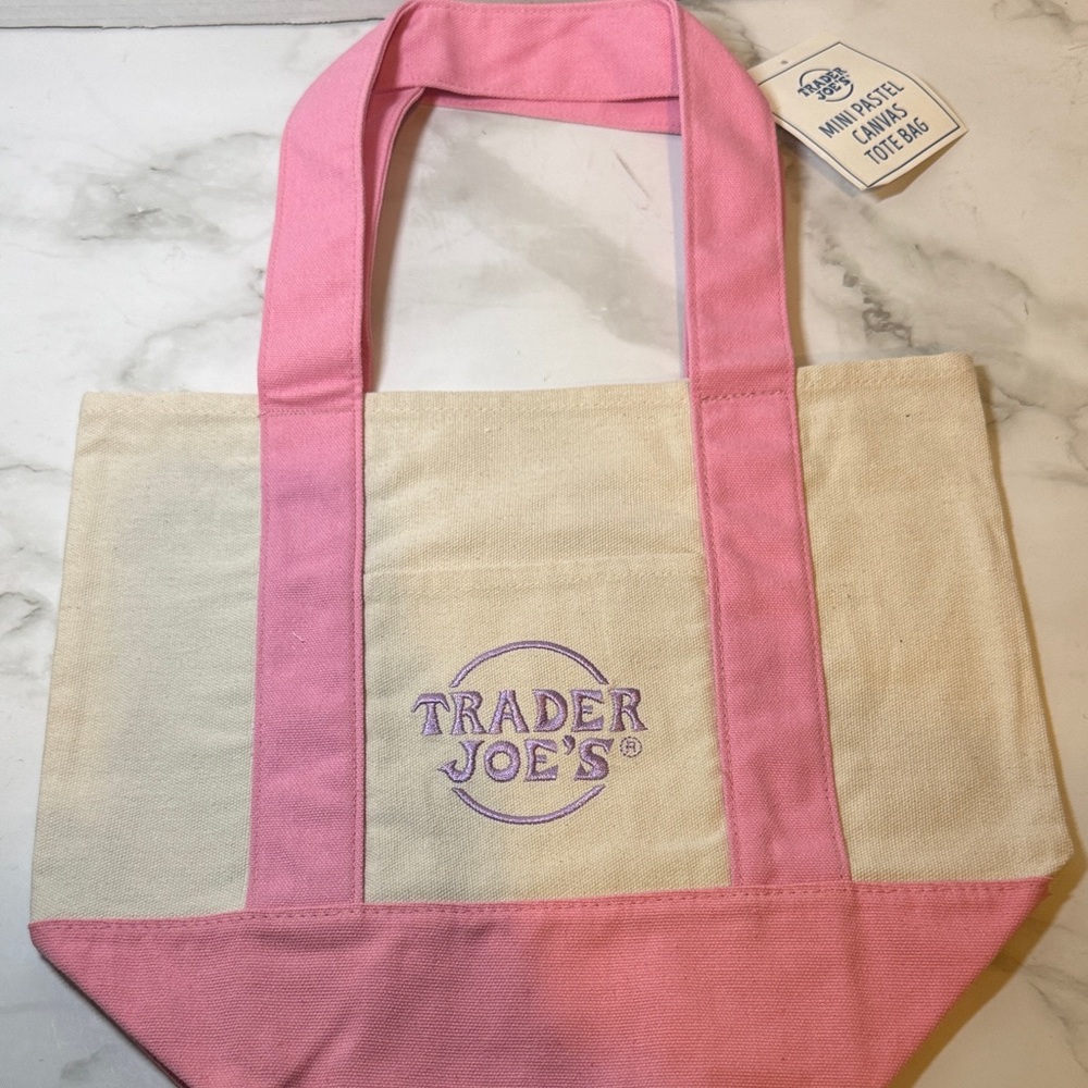 Trader Joe’s Mini Pastel Canvas Tote Bag. NWT
